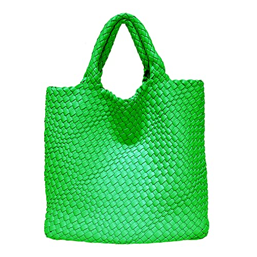 Fashion Woven Bag Shopper Bag Travel Handbags and Purses Women Tote Bag Large Capacity Shoulder Bags (Avocado Green)