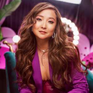 Ashley Park glows on set for e.l.f. Cosmetics Vanity Table Talk YouTube series