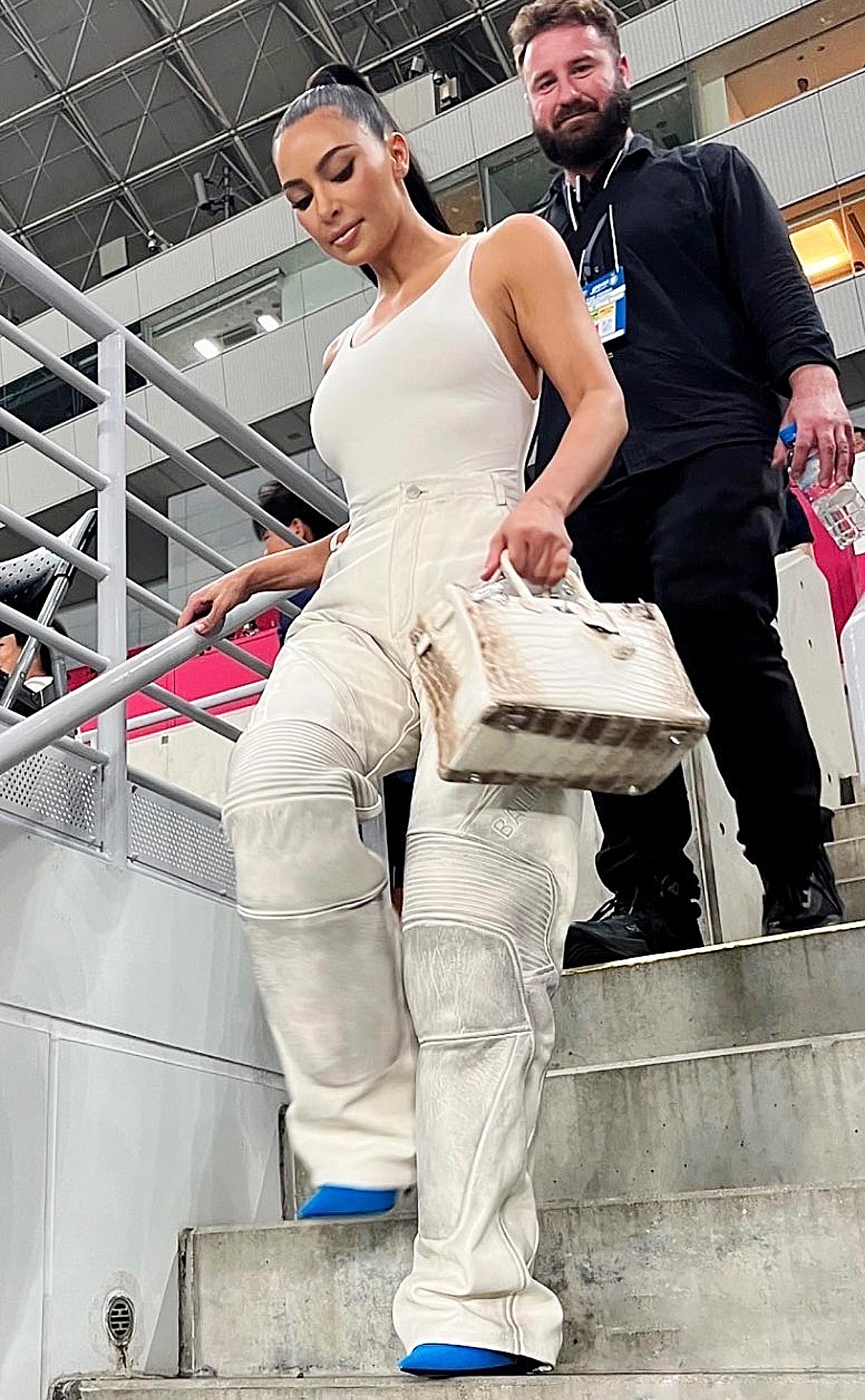 Kim Kardashian Wears Rare $300,000 Birkin Bag at Soccer Match in Japan