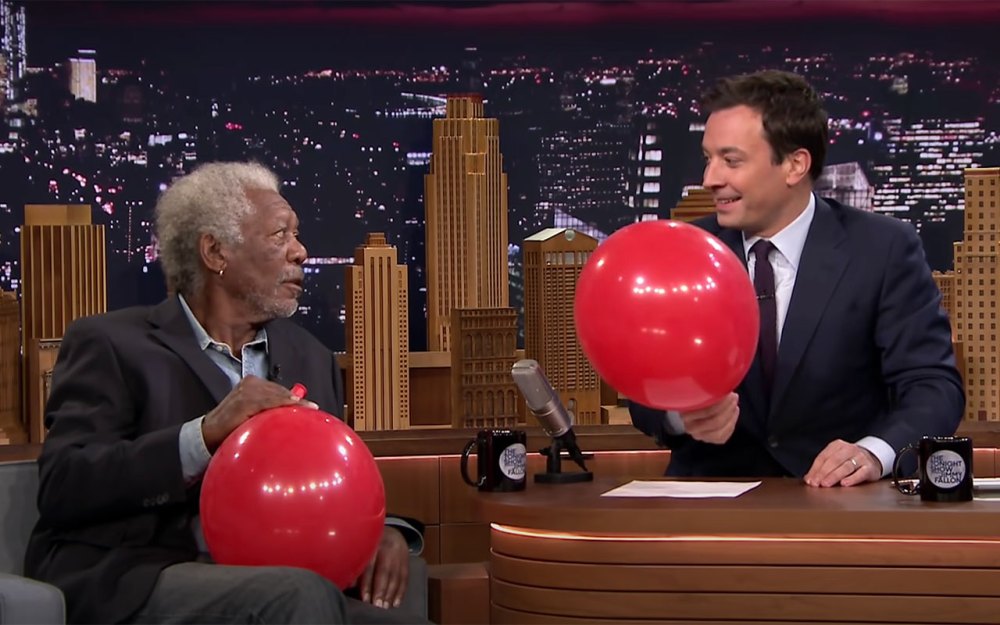 Morgan Freeman, Jimmy Fallon Take Helium During Tonight Show Interview, Speak in Hilarious Voices