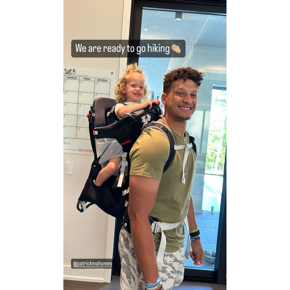 Patrick Mahomes Carries Daughter Sterling in Backpack on Hiking Trip
