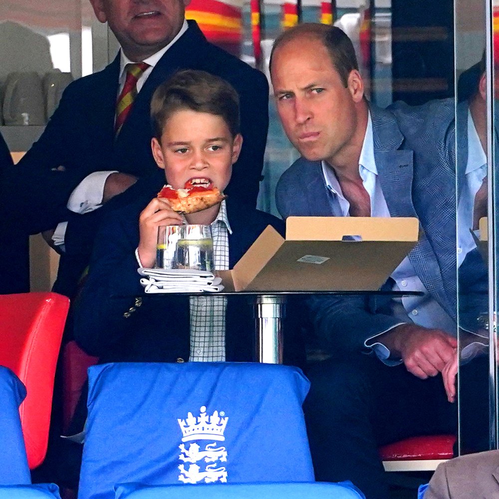 Prince George Enjoys Pizza With Prince William at a Cricket Game: Photos