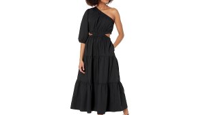 The Drop Women's April One-Shoulder Cutout Tiered Midi Dress