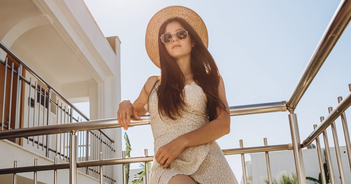 Woman Wearing Lightweight Summer Dress Stock Photo