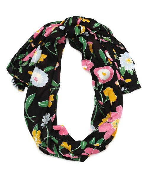 kate spade new york floral garden oblong scarf in Black/Pink Cloud at Nordstrom