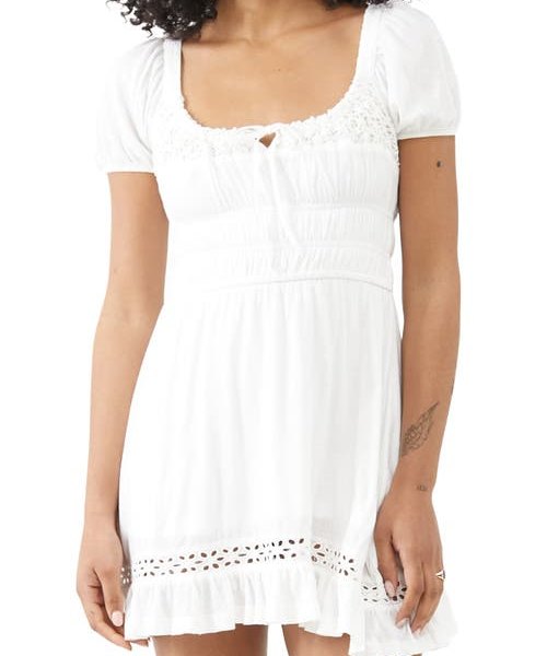 BDG Urban Outfitters Evie Prarie Minidress in Cream at Nordstrom, Size X-Small