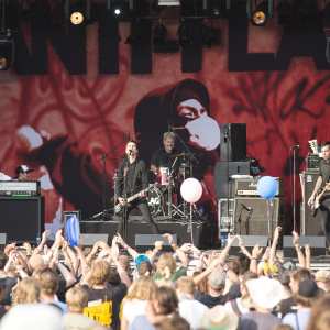 U.S. political punk band Anti-Flag performing live at Heitere Open Air in Zofingen, Aargau, Switzerland