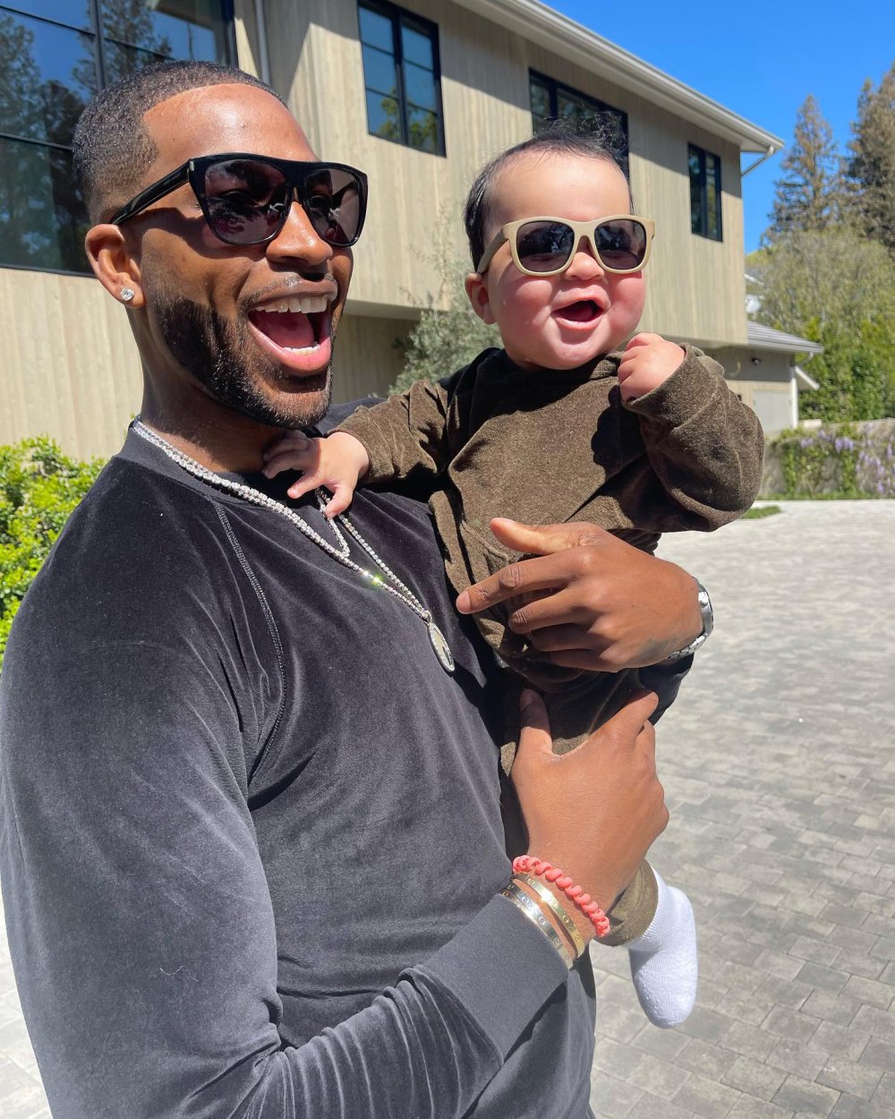 Tristan Thompson and Son Tatum, 12 Months, Adorably Twin In Their Matching Sunglasses
