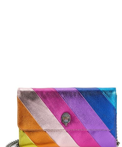 Kurt Geiger London Stripe Leather Chain Wallet in Multi/Other at Nordstrom