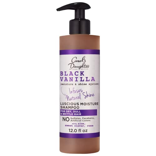 Carol’s Daughter Black Vanilla Sulfate Free Shampoo for Curly, Wavy, Natural Hair, Adds Moisture & Shine to Dry, Damaged Hair- Made with Shea Butter, Aloe and Rosemary, 8 fl oz (packaging May Vary)