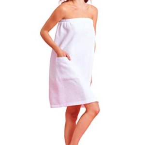 Turkish Cotton Towel Wrap for Women for Bulk Spa Bath Wraps with Elastic Velcro, Comfy Women's Short Adult for Hot Tub Shower Sauna - Robe Mart
