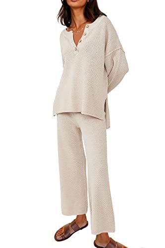 LILLUSORY Womens Matching Sets Two 2 Piece Lounge Sets 2023 Fall Fashion Casual Trendy Fashion Sweatsuits Sweat Suits Outfits Cozy Knit Sweater Loungewear Set Clothes