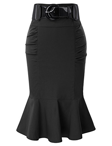 Belle Poque Women Plus Size Stretchy Bodycon Skirt Wear to Work Office Pencil Skirt XL BP627-1 Black