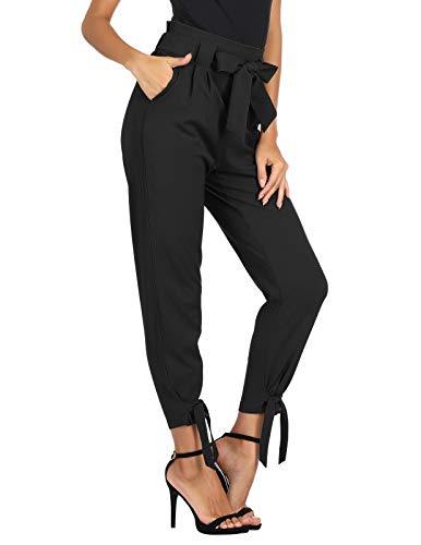 GRACE KARIN Women's Casual Slim Fit Pants Trousers with Pocket for Work Business M Black