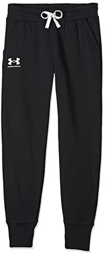 Under Armour Womens Rival Fleece Joggers , Black (001)/White , X-Large