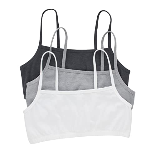 Hanes womens Comfortflex Fit Bralette Pack, Stretch Cotton Low-impact Bra, Moisture-wicking Cotton Bralette, 3-pa Bra, 3-pack - String Crop Moon Sky Heather/Concrete Heather/White, X-Large US