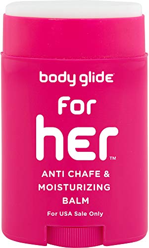 Body Glide For Her Anti Chafe Balm1.5oz: anti chafing stick with added emollients. Prevent rubbing leading to chafing, raw skin, and irritation. Use for arm, chest, bra, butt, groin, and thigh chafing