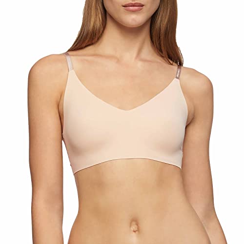 Calvin Klein Women's Invisibles Comfort Lightly Lined Seamless Wireless Triangle Bralette Bra, Bare, X-Small