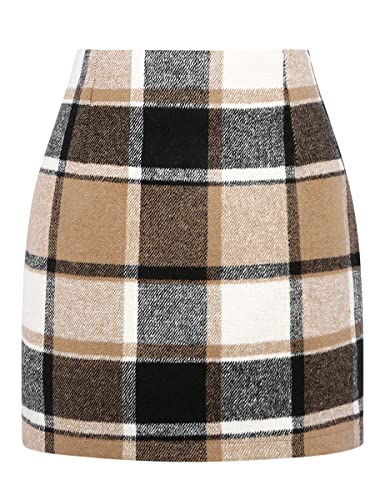 IDEALSANXUN Fall Dresses for Women 2022 Fall Outfits Clothes Winter Mini Skirts (Brown New, XL)