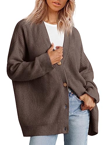 LILLUSORY Women's Cashmere Fall Duster Cardigan 2023 Open Front Oversized Button Lightweight Sweaters V Neck Loose Cardigans Knit Outwear