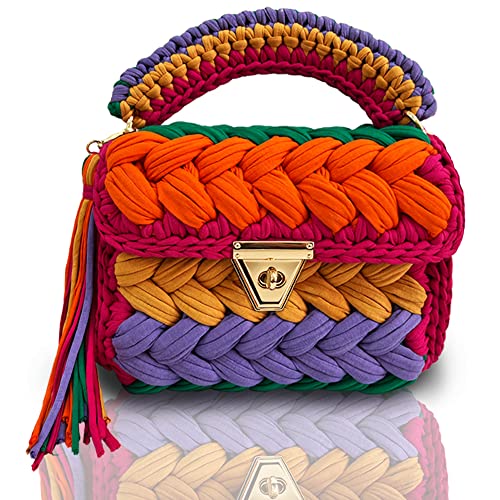 CHQEL Evening Clutch Bag for Women, Handmade Crochet Wedding Party Purse, Small Flap Formal Crossbody Handbag Evening Clutch