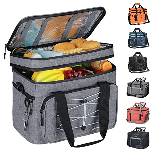 Maelstrom Cooler Bag,Soft Bag,Collapsible Soft Sided Cooler, 30 Cans Beach Leakproof Camping Lunch Cooler Bag Portable Travel Cooler for Grocery Shopping,Kayaking,Grey