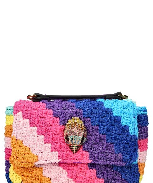Kurt Geiger London Medium Kensington Crochet Convertible Shoulder Bag in Blue/Pink Multi at Nordstrom