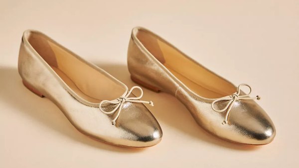 gold ballet flats
