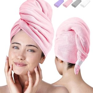 The Luxe Beauty Essentials Microfiber Hair Towel sold on Amazon