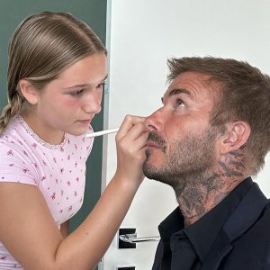 Harper Beckham Does Dad David Beckham's Makeup