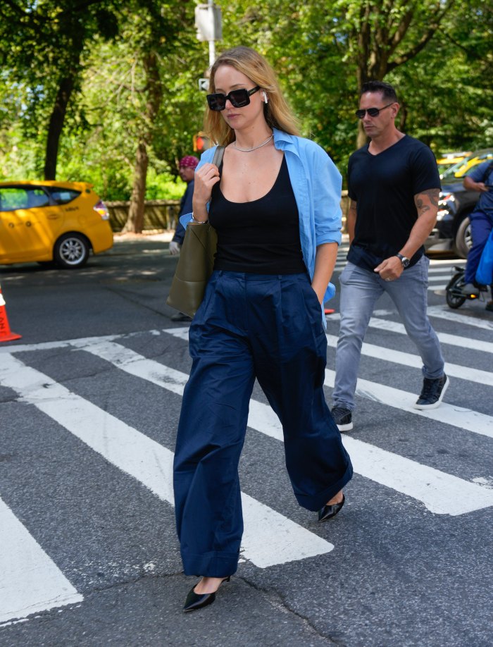 Jennifer Lawrence Is the Ultimate NYC Cool Girl in Wide-Leg Pants and Kitten Heels