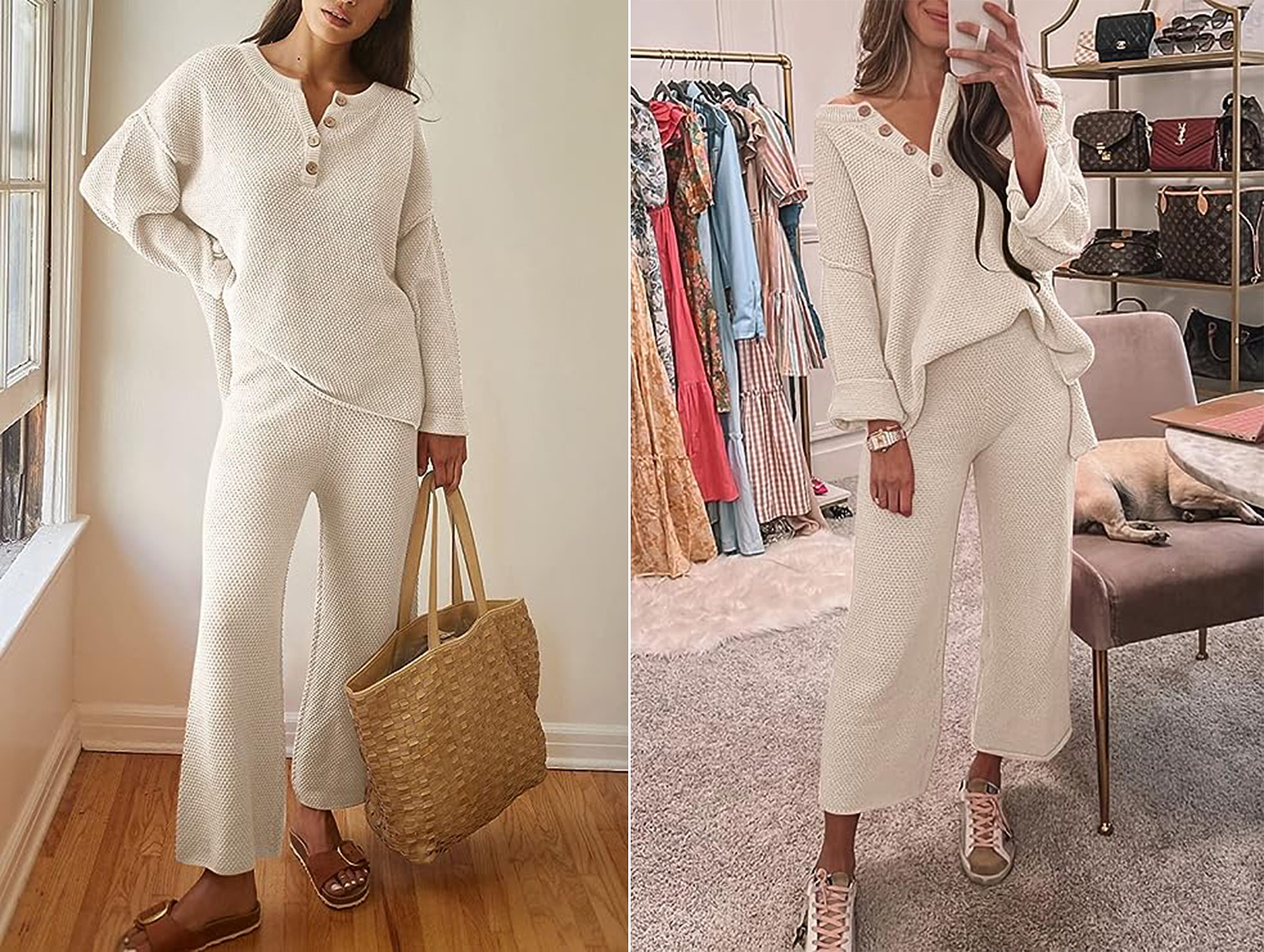 Autumn and Winter Luxury Loungewear Warm Long-Sleeved Trousers