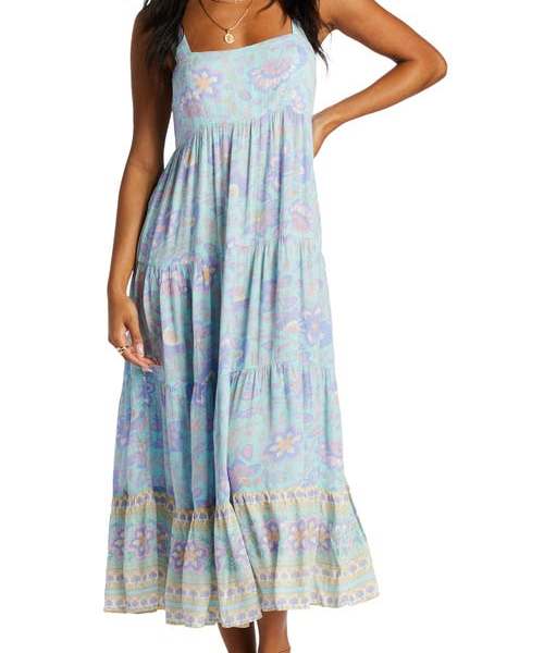 Billabong Hideaway Shine One Tiered Maxi Dress in Mint at Nordstrom, Size X-Small