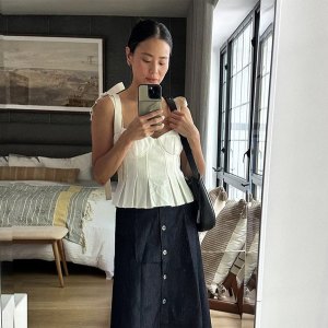 jamie-chung-tie-shoulder-peplum-top