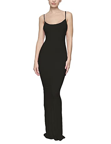 ALOYGUZ Maxi Dress for Women Black Bodycon Dress Dupes Dress Long Slip Dresses Summer Dress（Black，Large）