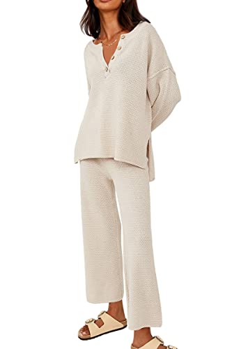 EFAN Womens Matching Sets Two 2 Piece Lounge Sets 2023 Fall Fashion Casual Trendy Fashion Sweatsuits Sweat Suits Outfits Cozy Knit Sweater Loungewear Set Clothes