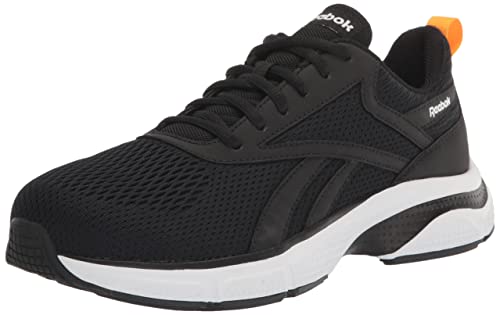 Amazon Essentials by Reebok Women's All Day Comfort Slip-Resistant Alloy-Toe Safety Athletic Work Shoe, Black Gold White, 8