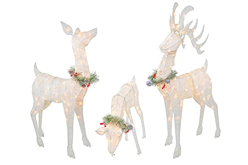 3-Piece Reindeer Family - Lighted Deer Set - 210 Lights 52