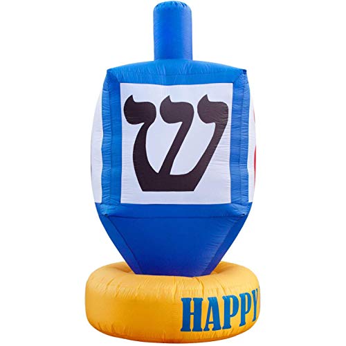 Holidayana Hanukkah Dreidel Inflatable Decoration - 8ft Giant Hanukkah Dreidel Inflatable Yard Decor with Built-in Bulbs, Tie-Down Points, and Powerful Built in Fan