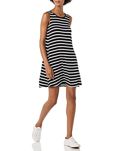 Amazon Essentials Women's Tank Swing Dress (Available in Plus Size), Black French Stripe, X-Small