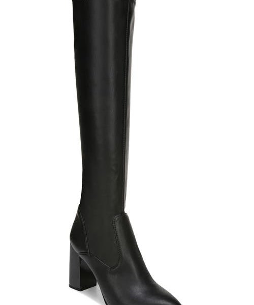 Franco Sarto Katherine Knee High Boot in Black Faux Leather at Nordstrom, Size 7 Wide Calf