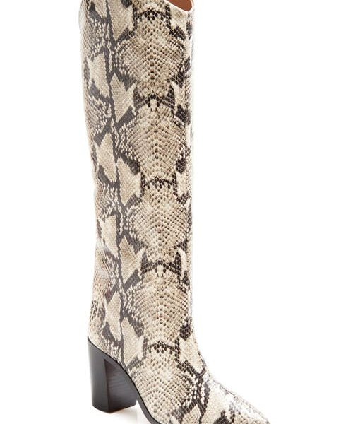 Schutz Maryana Block Pointed Toe Knee High Boot in Natural Snake Print at Nordstrom, Size 8