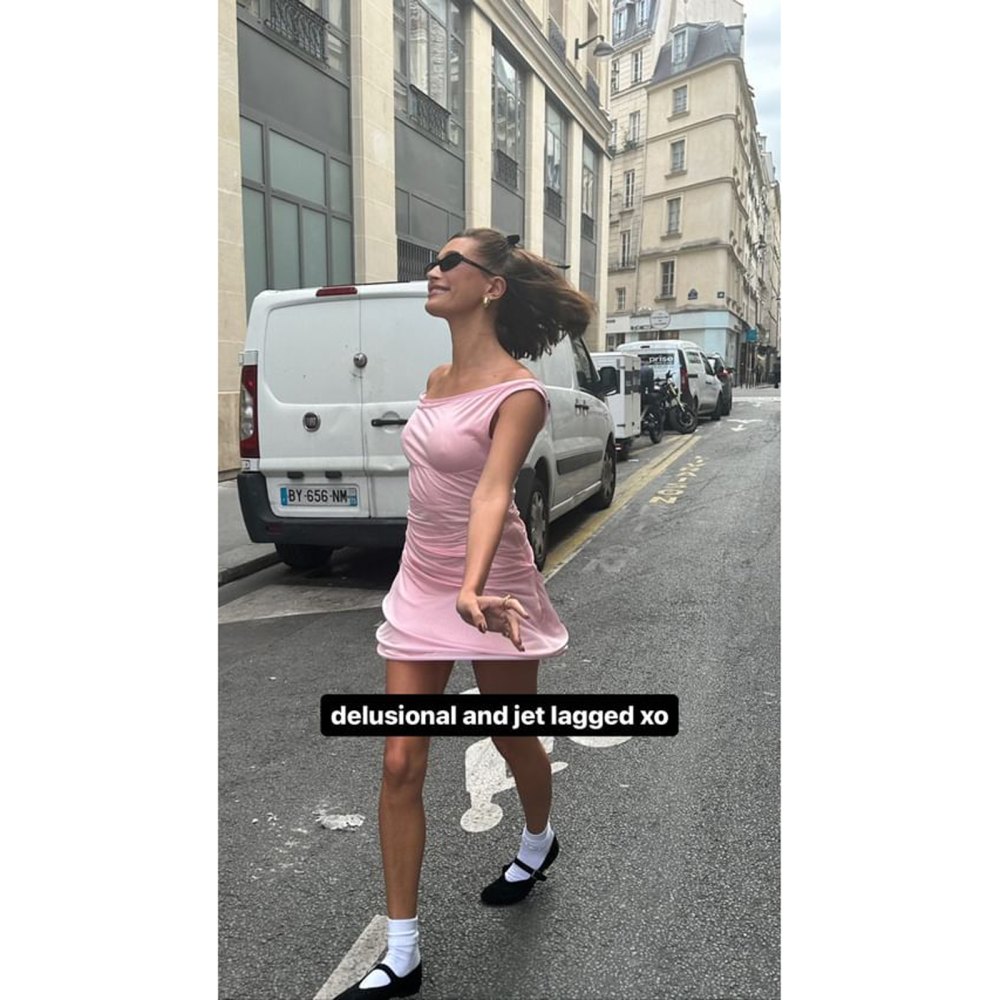 Hailey Bieber Hops on the Pantsless Trend in Paris