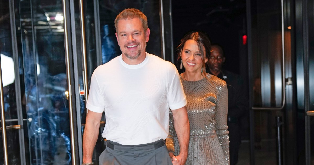 Matt Damon and Wife Luciana Barroso Coordinate at NYFW Show Matt Damon and Wife Luciana Barroso Coordinate at NYFW Show