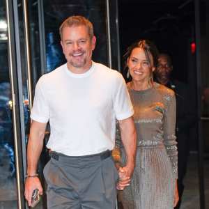 Matt Damon and Luciana Barroso Coordinate at Fashion Show