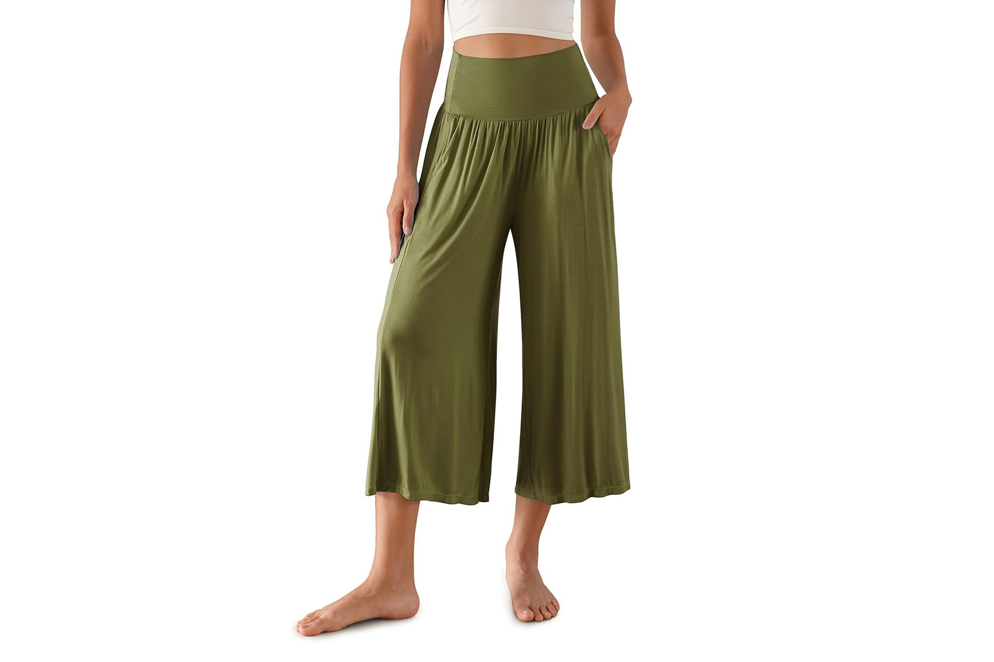 Free People Nothin' To Say Elastic Waist Pants in Green