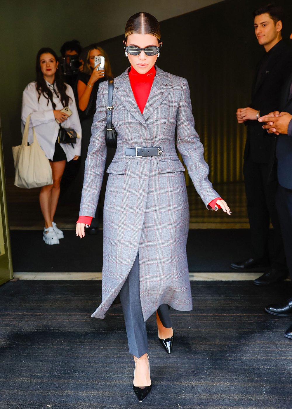 Sofia Richie in Gray Coat at Milan Fashion Week 2