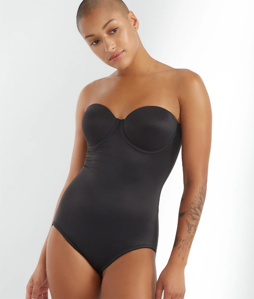 Comfy Womens Bodysuit Low Plunge Shapewear With Firm Control And