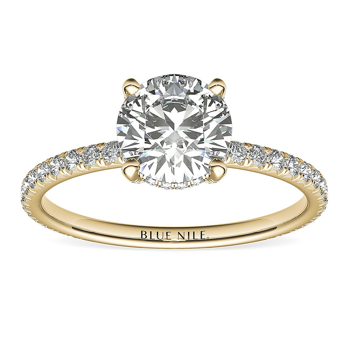 Asscher Cut Classic Halo Diamond Engagement Ring in 14k Yellow Gold
