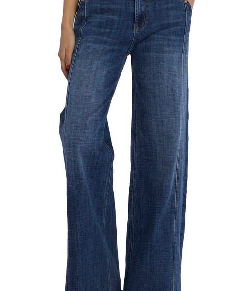 HINT OF BLU Mighty High Waist Wide Leg Jeans in Dark Retro at Nordstrom, Size 29